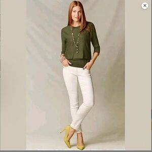 CAbi Green Twofer Pullover #5461 Cropped Sweater Sz L